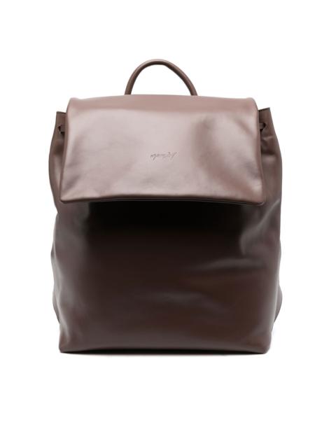 leather embossed-logo backpack