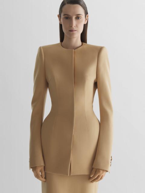 Collarless hourglass jacket
