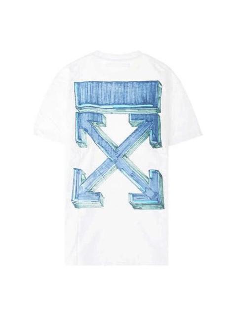 Off-White Back Arrow Pattern Printing Round Neck Short Sleeve Loose Fit White OMAA038E20JER0020145