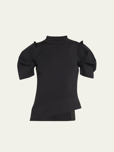 Asymmetric Pleated-Sleeve Sweater