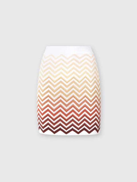 Dégradé chevron cotton and viscose miniskirt