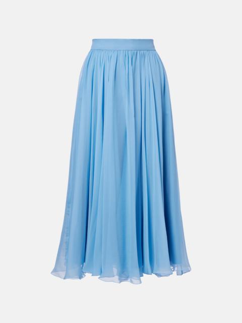 Silk chiffon midi skirt
