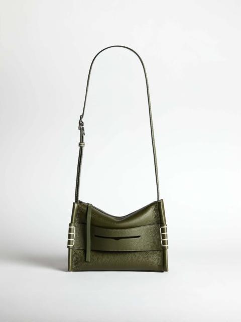 SMALL MESSENGER LOAFER BAG IN KHAKI GREEN LEATHER