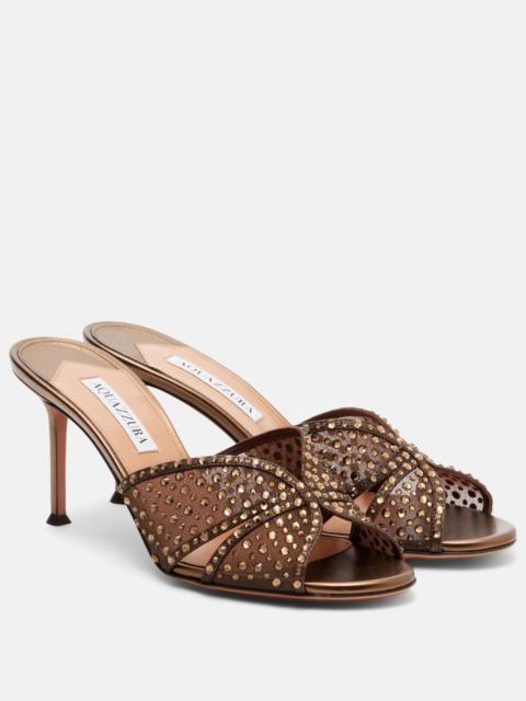 Crystal Lover embellished tulle mules