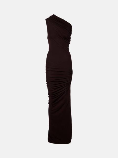 One-shoulder cotton-blend jersey gown