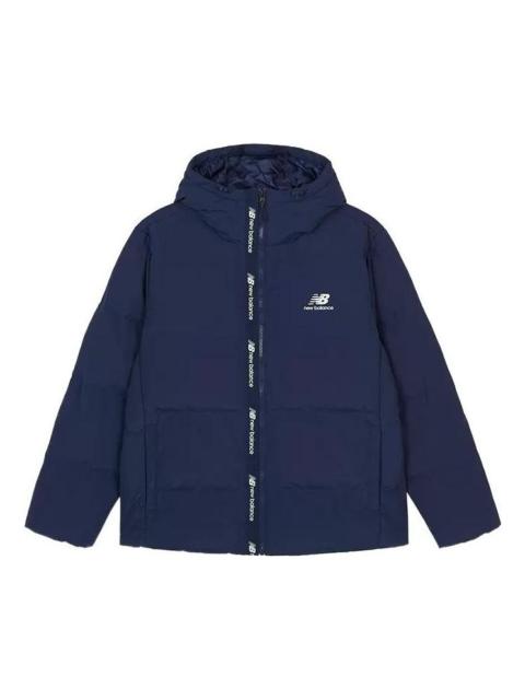 New Balance Logo Print Down Jacket 'Blue Black' AMJ23343-NNY