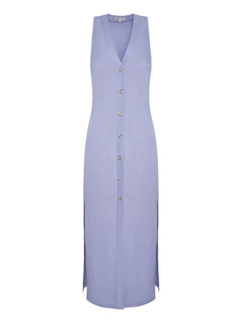 Air Linen Button-Down Maxi Dress light blue