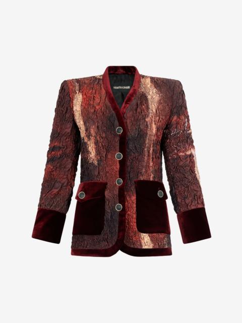 Red Silk Jacket With Marble Print
