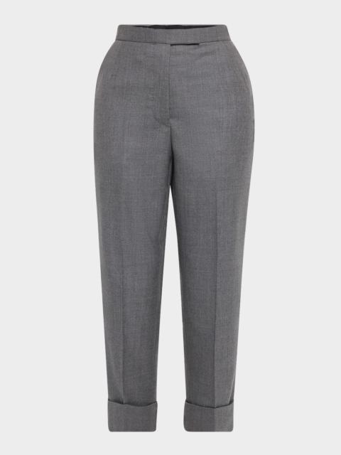 Backstrap Straight-Leg Crop Twill Trousers