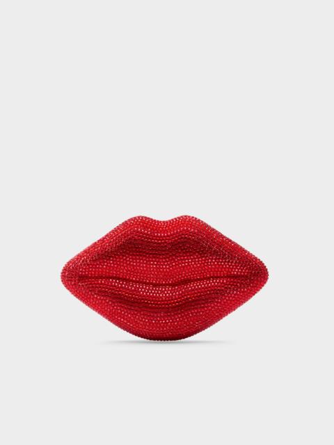 Crystal Lip Clutch in Lucky Red