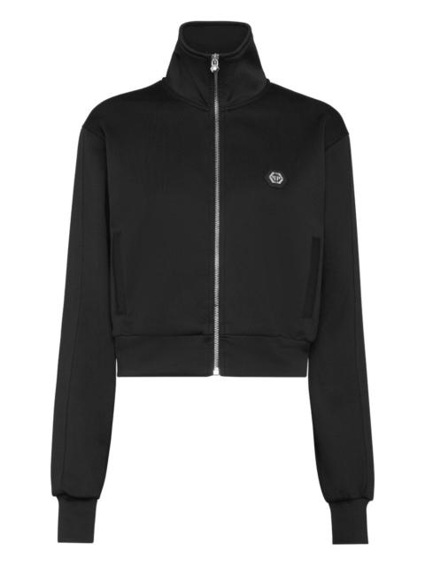 zip-fastening logo-plaque jacket