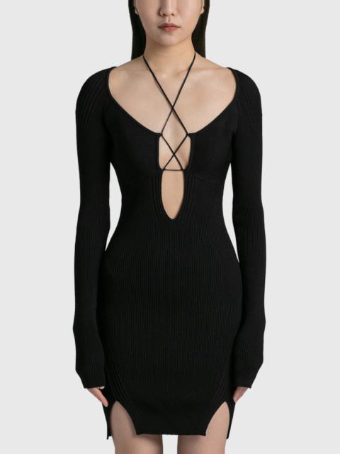 LONG SLEEVE RIBBED DRESS