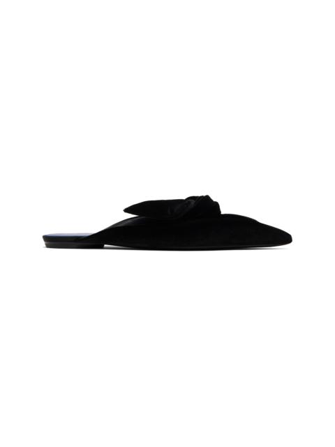 Black Midnight Step Velvet Bow Mule Flats
