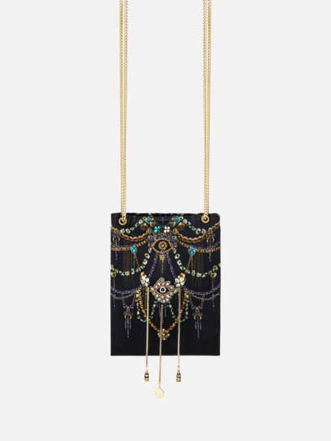 NORTH SOUTH DRAWSTRING BAG WITH CHAIN STRAP