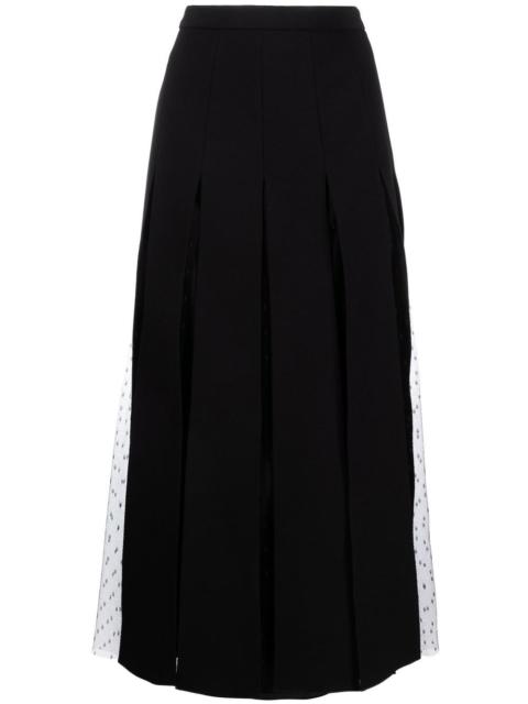 tulle-panelled midi skirt