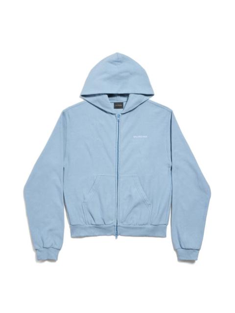 Women's Balenciaga Back Zip-up Hoodie Regular Fit in Light Blue/white