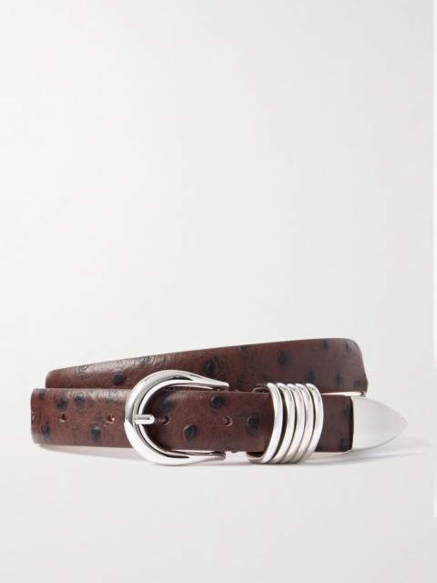 Hollyhock Ostrich-effect Leather Waist Belt