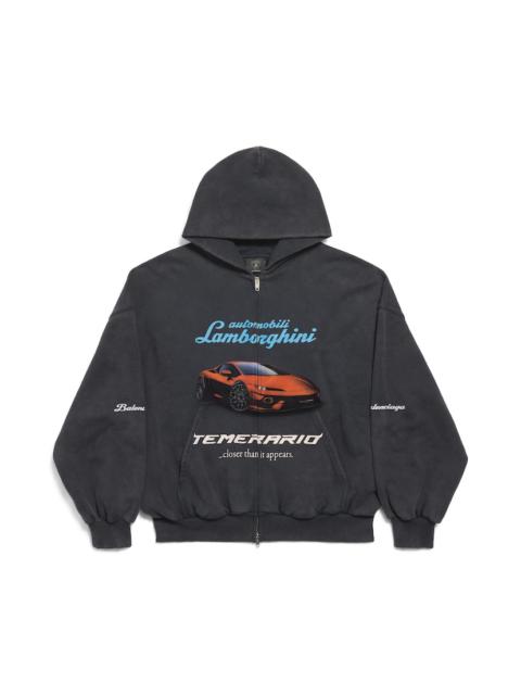 Men's Balenciaga I Automobili Lamborghini Zip-up Hoodie Small Fit in Black Faded