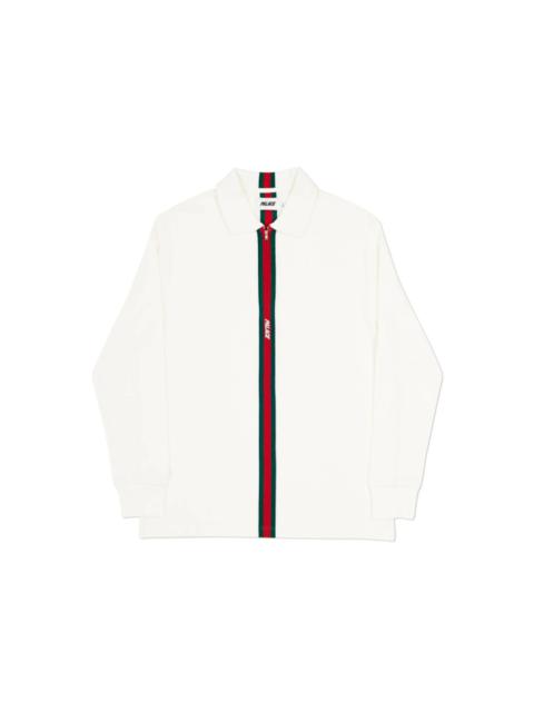 Palace Vertical Weave Zip Polo White