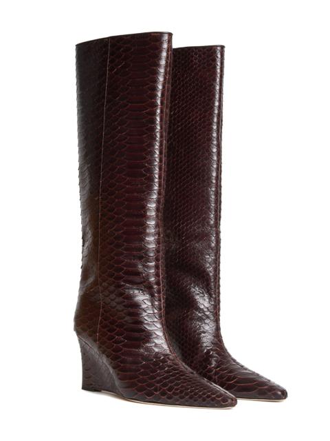 Embossed Leather Wedge Boot