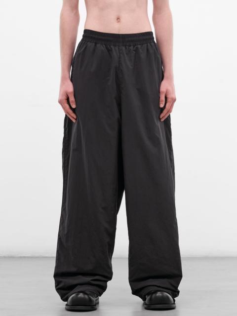 Black Nylon Embroidered Track Pants