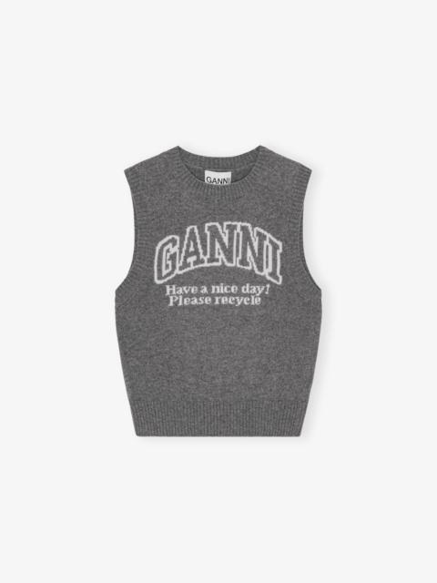 GREY GRAPHIC WOOL VEST
