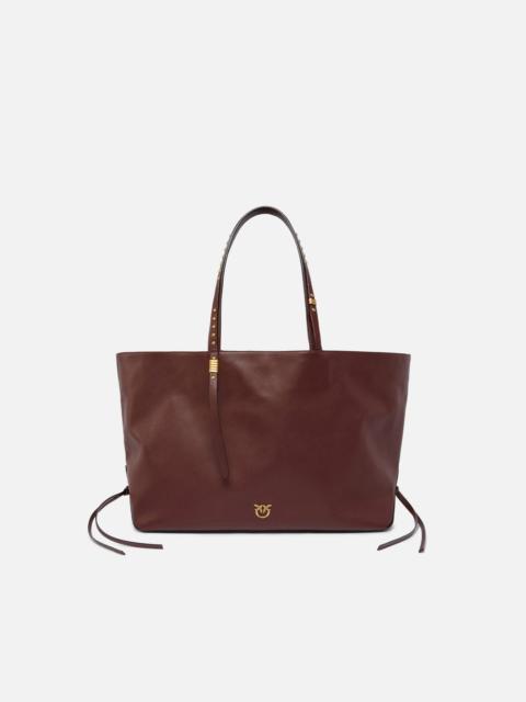 MEDIUM LEATHER SHOPPER BAG WITH METAL DETAILS