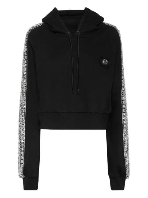 bead-embellished cropped hoodie