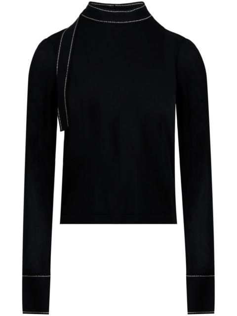 contrast-stitching round-neck sweater