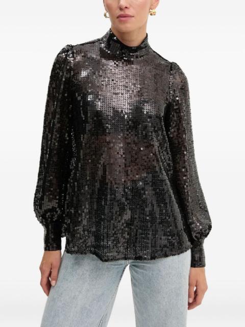 Whitney sequin high-neck blouse