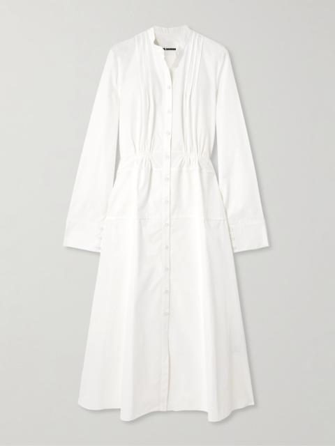 Pintucked cotton-poplin maxi shirt dress Off-white