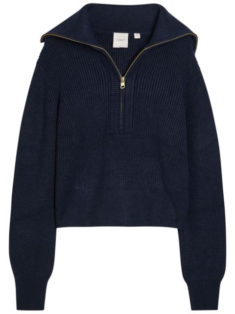 Varley Maura Ribbed Half-zip Knit Sweatshirt