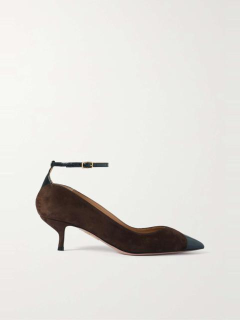 Pinot 50 patent leather-trimmed suede pumps