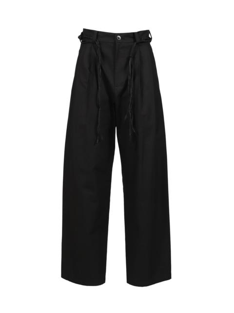 WIDE PANTS W/ MACRAME BELT / BLK