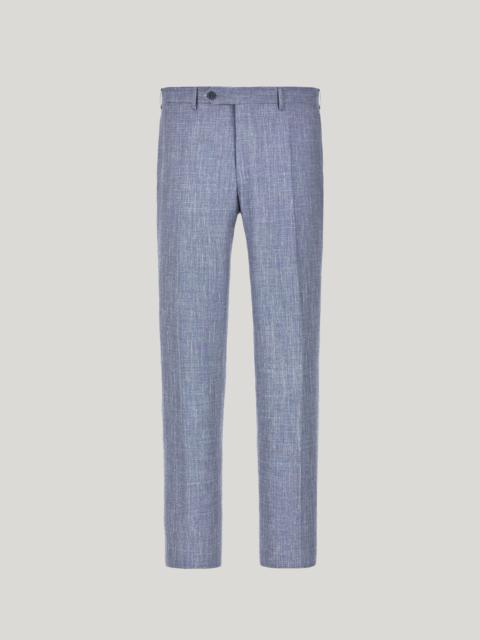 LIGHT BLUE TRAVEL PANTS IN WOOL, SILK AND LINEN