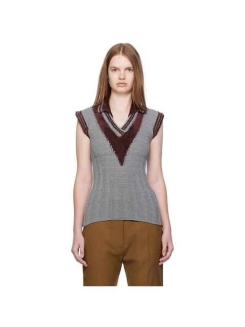 Gray & Brown Quimby Sleeveless Polo