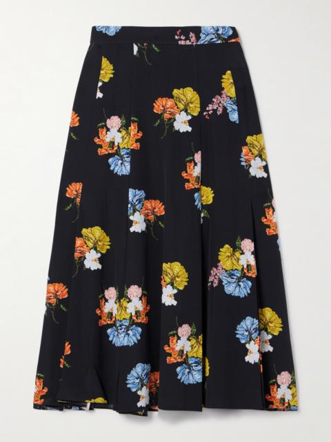 Kenzie Floral-print Silk Crepe De Chine Skirt