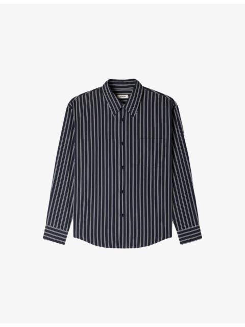 Striped Long-Sleeve Cotton Shirt