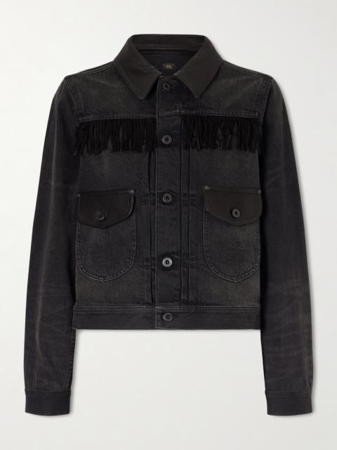 Emerson Cropped Leather-trimmed Denim Jacket