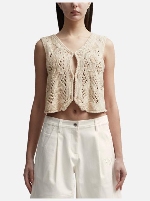 ARGYLE POINTELLE KNIT VEST