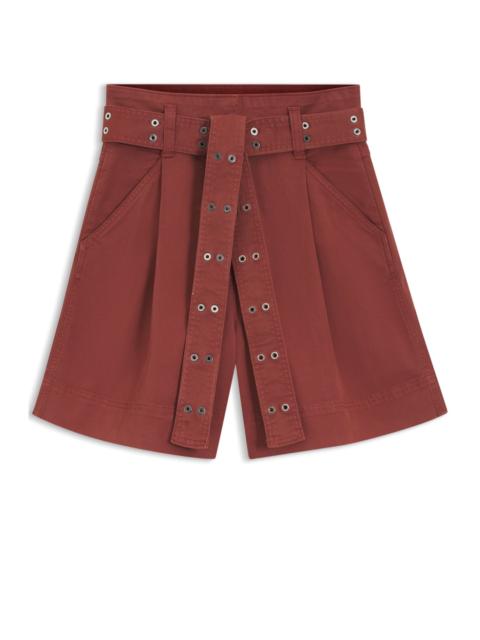 EYELET-BELT SHORTS IN STRETCH COTTON