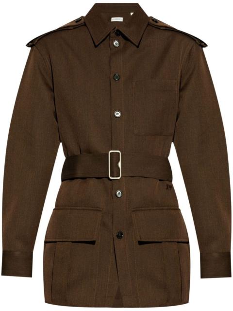 belted-waist buttoned overshirt