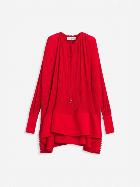 FLARED PLEATED DRESS WITH LONG SLEEVES