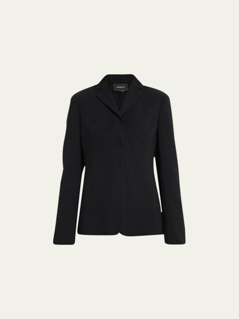 Leather-Collar Wool Jacket