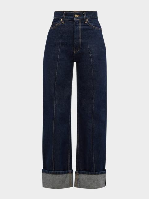 The Genevieve Topstitched Wide-Leg Denim Jeans