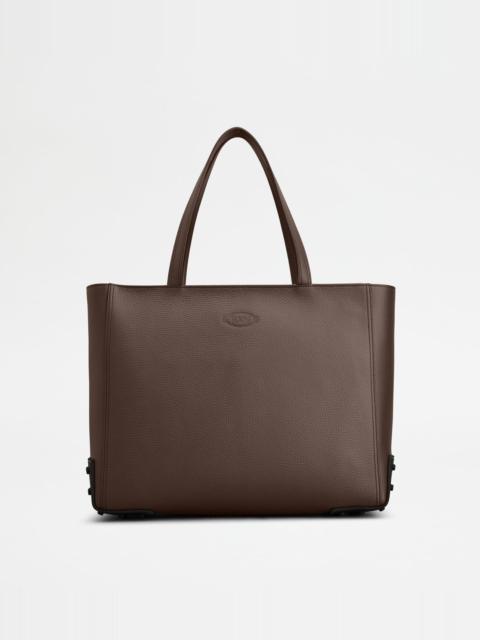 SHOPPING BAG IN LEATHER MEDIUM - BROWN