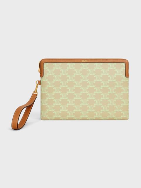 SMALL POUCH WITH STRAP CUIR TRIOMPHE IN TOILE TRIOMPHE ET VEAU