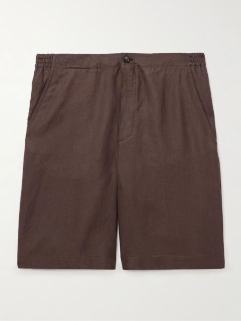 Straight-Leg Linen Shorts Brown