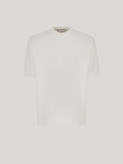 CREAM PURE COTTON T-SHIRT WITH SIDE SLITS