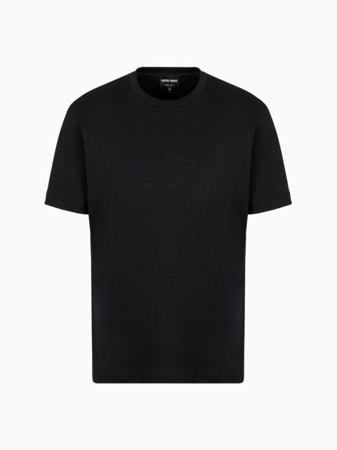 Pure cotton interlock T-shirt with embroidered logo